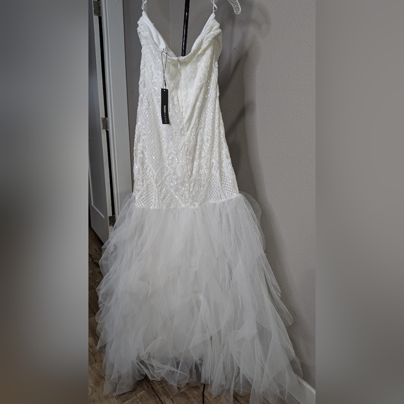 Fashion Nova White Sequin Strapless Dress - Picture 4 of 6